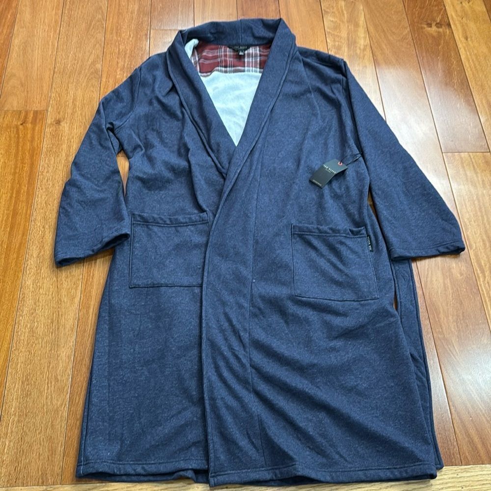 NWT Ted Baker Navy Heather Plated Fleece Robs size‎ L